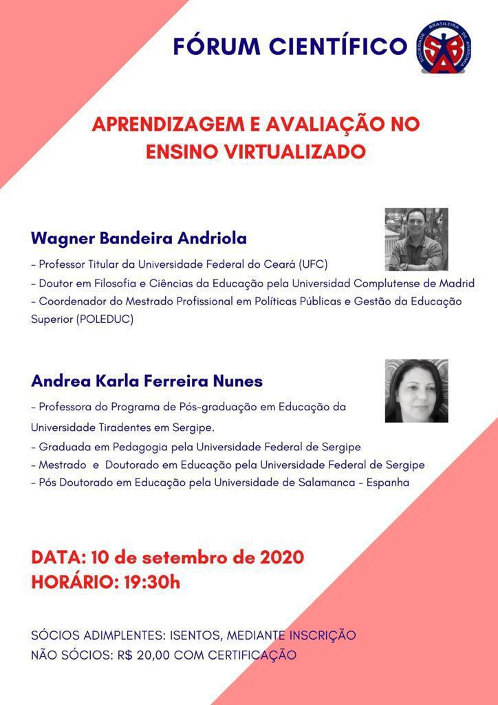 Webinar 7 – Fórum Científico SBA - Aprendizagem e Avaliação no Ensino Virtualizado